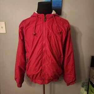 Luna Pier Mens Size Small Nylon Body Fleece Lined Full Zip Jacket Hooded Red